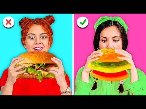 THE GUMMY VS REAL FOOD CHALLENGE || Fun Food Challenges from 123 GO! GOLD