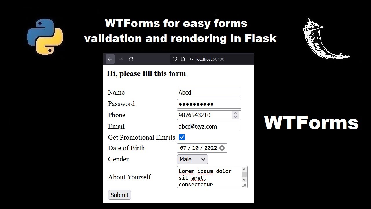 WTForms for efficient forms validation and rendering in Flask
