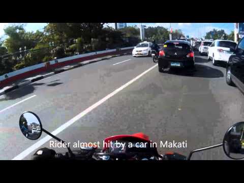 Near Accident!!! Rider almost hit by a car in Makati