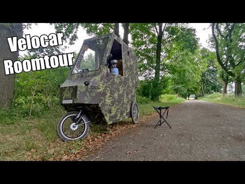 Velocar Room Tour / Introducing the E-Bike Trike Camper / the smallest camper on 3 wheels