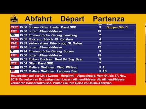 SBB Ansage - Verbindungen in Luzern (VAE, IC21, RE (Ln, Bn)