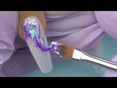 Easy Marble Nail Art with Glitter using Gellen Gel Polishes | Soft Gel Extensions