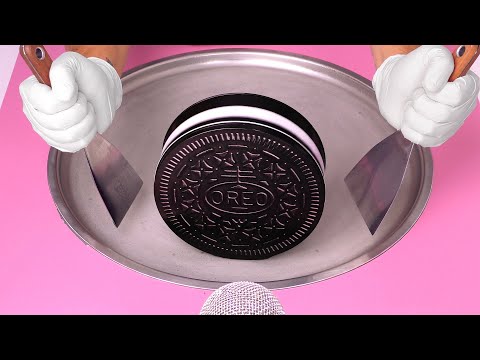 XXL JUMBO OREO COOKIE - Ice Cream Rolls | Creme filled Sandwich Cookies and Cream ASMR - no talking