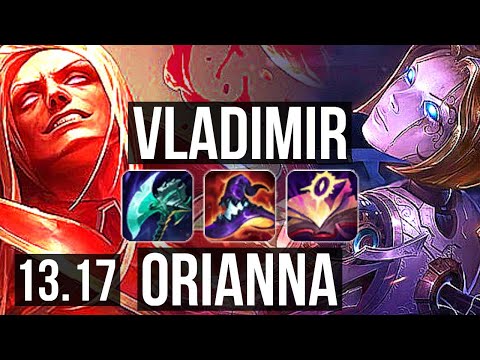 VLADIMIR vs ORIANNA (MID) | 10 solo kills, 12/1/4, 1300+ games, Legendary | NA Master | 13.17