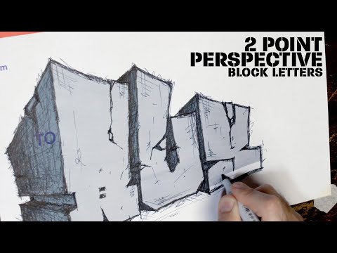 How to draw graffiti block letters with 2 point perspective.