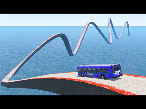 Impossible Weird Wave Bridge Crossing Cars Vs Deep Water Stunt - BeamNG.Drive