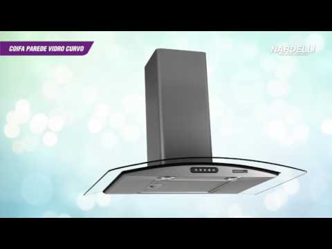 Video thumbnail of Coifa de Parede CVC Slim Inox Vidro Curvo Duto 90cm Nardelli