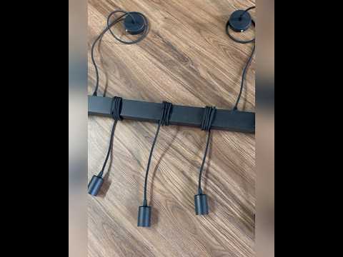 Люстра в скандинавском стиле SkandyWood Black с деревянной балкой из ясеня на 5 ламп