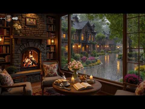 Smooth Jazz Flow For Rainy Summer Days ☕ Cozy Fireplace & Café Ambience For Focus & Deep Work