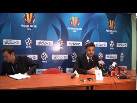 Trenerzy Berg i Stawowy po meczu Miedzi z Legią w PP