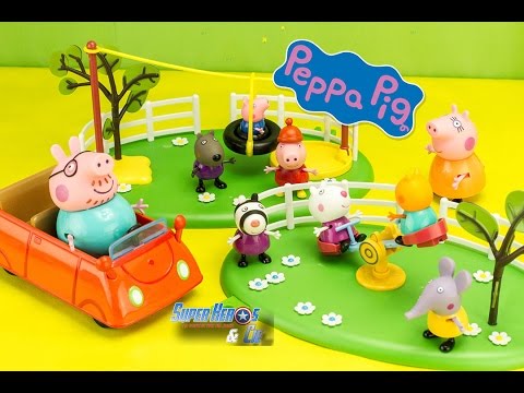Peppa Pig la nouvelle voiture et l'aire de jeu Peppa's New Car playground Playset #Jouet #Unboxing Video