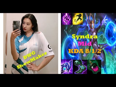DWG ShowMaker Syndra Mid KDA 8/1/2 vs Lucian , Legend of League patch 11.13, Rank Challenger Korea