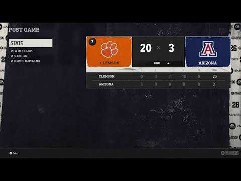 Clemson vs Arizona - Full Game simulation College football 26