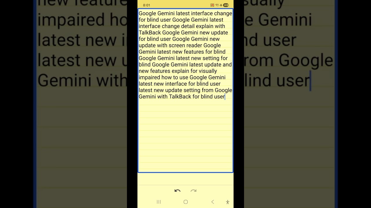 Google Gemini latest update for blind Gemini  interface change create media ask screen setting