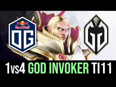 OG vs GG - 1 vs 4 GOD INVOKER on enemy fountain