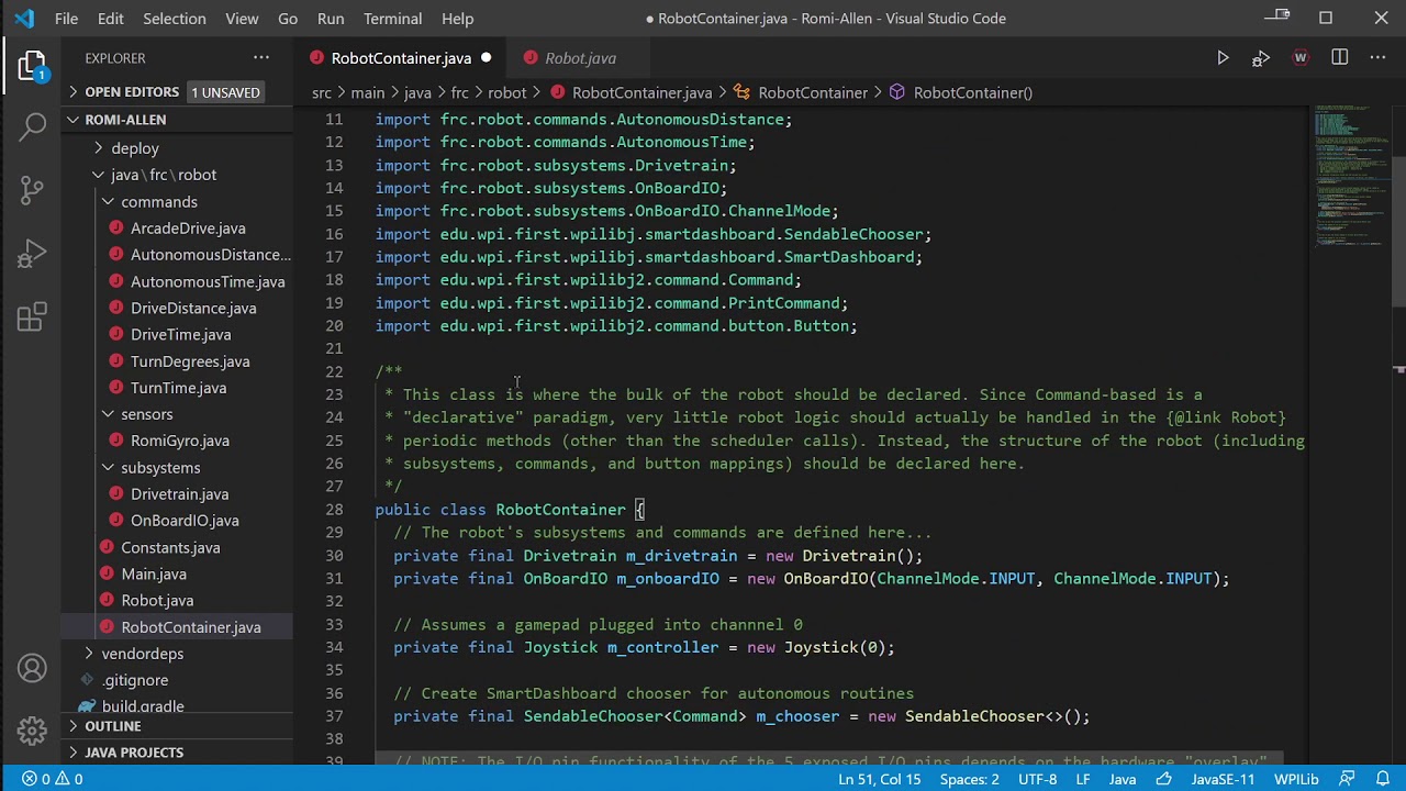 Romi WPILib Example Project Walkthrough