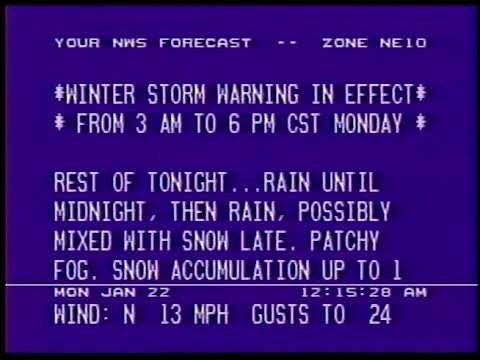 WeatherStar 3000 Simulated - 01/22/2018 from Omaha, NE (blizzard in the forecast)