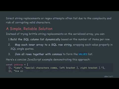 How To Convert A Javascript Array Into A Sql Multirow Values List