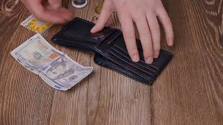 Гаманець-затиск з натуральної шкіри ST Leather 22476 чорний