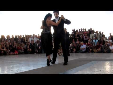  Maria Ines Bogado  and  Sebastian Jimenez  are  dancing  to  the  vals  "  Dichas Que Vivi  "