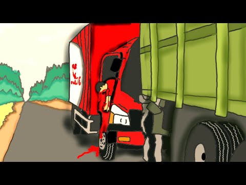 Video Truck "Contoh Gambaran Truck Oleng ~ Menabrak Bak Truk Panjang " Versi Truck Animasi
