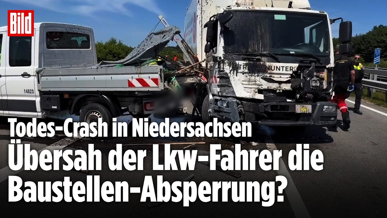 Tragisches Unglück auf A31 in Niedersachsen: Zwei Baustellen-Arbeiter sterben bei Lkw-Unfall