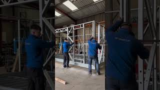 Steel frame going up for a new Modular Pod underway here at DF Sheds L