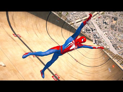 GTA 5 Spiderman Jumping off Highest Mega Ramps #6 (Euphoria Physics/Ragdolls)