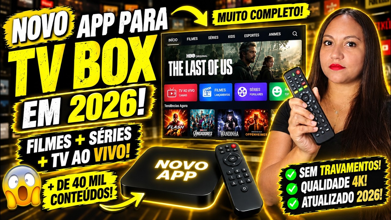 😱 TESTEI O NOVO APP PARA TV BOX 2026! Filmes, Séries e TV ao Vivo!