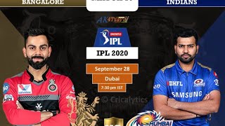 Royal Challlenger Bangalore vs Mumbai Indian live IPL T20 2020