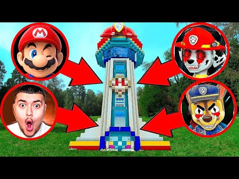 MARIO ATTAQUE LA TOUR DE LA PAT PATROUILLE DANS LA VRAIE VIE ! Chase Paw Patrol à 3H00 du Matin !