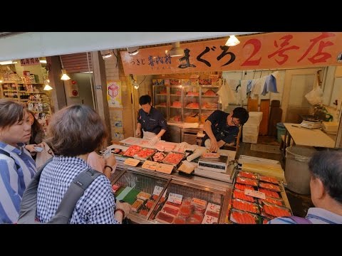 【4K】Walking on Tsukiji market streets