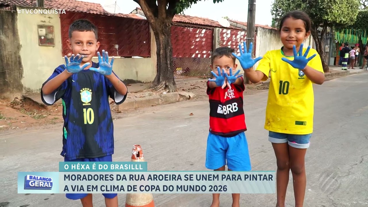 Tradição da Copa une moradores em pintura de rua no bairro Primavera