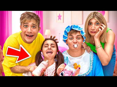 DIVENTIAMO NEONATI E I NOSTRI AMICI CI FANNO DA BABYSITTER PER 24 ORE CHALLENGE!