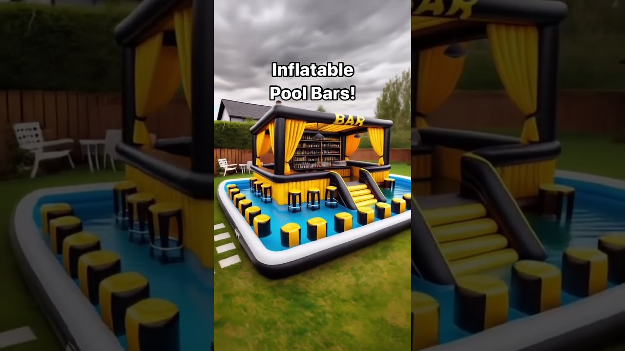 Inflatable pool bars might be the greatest idea ever! 👏👏 #backyarddesign #poolparty #shorts