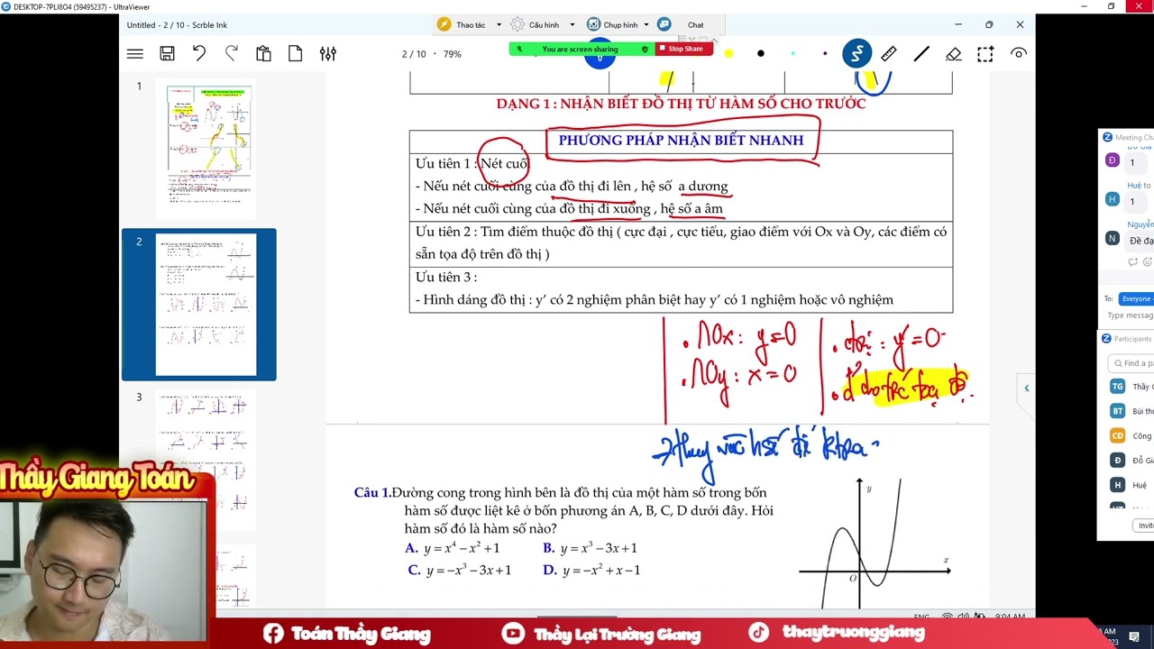 NHẬN BIẾT ĐỒ THỊ HÀM SỐ CỦA HÀM BẬC 3