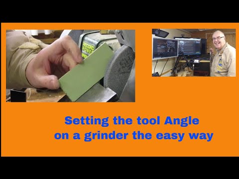 How to  sharpen woodturning tools. Setting the grinder angle plate.