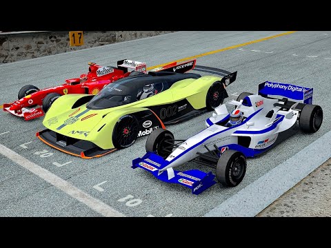 Formula Gran Turismo vs Aston Martin AMR Pro vs Ferrari F1 2004 at Old Monza