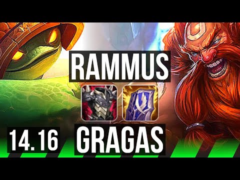 RAMMUS vs GRAGAS (JGL) | 8/0/6, Rank 5 Rammus, Legendary, 600+ games | BR Challenger | 14.16