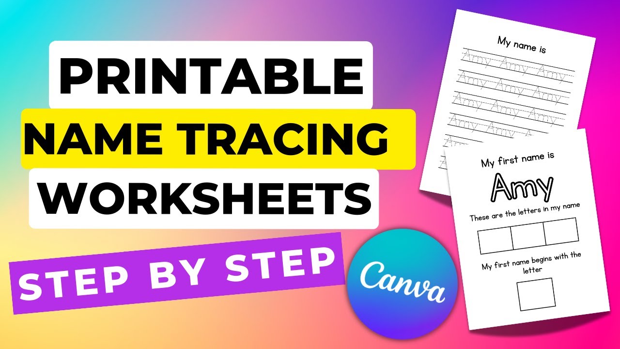 How To Make Printable Name Tracing Worksheets in Canva | Etsy Digital Products To Sell Tutorial 2024