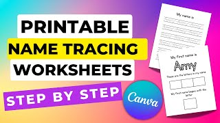 How To Make Printable Name Tracing Worksheets in Canva | Etsy Digital Products To Sell Tutorial 2024