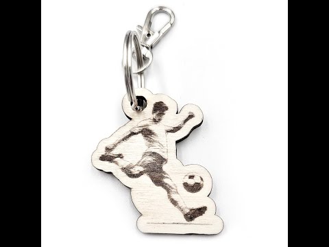 Novelty Footballer Shaped Wooden Keyring