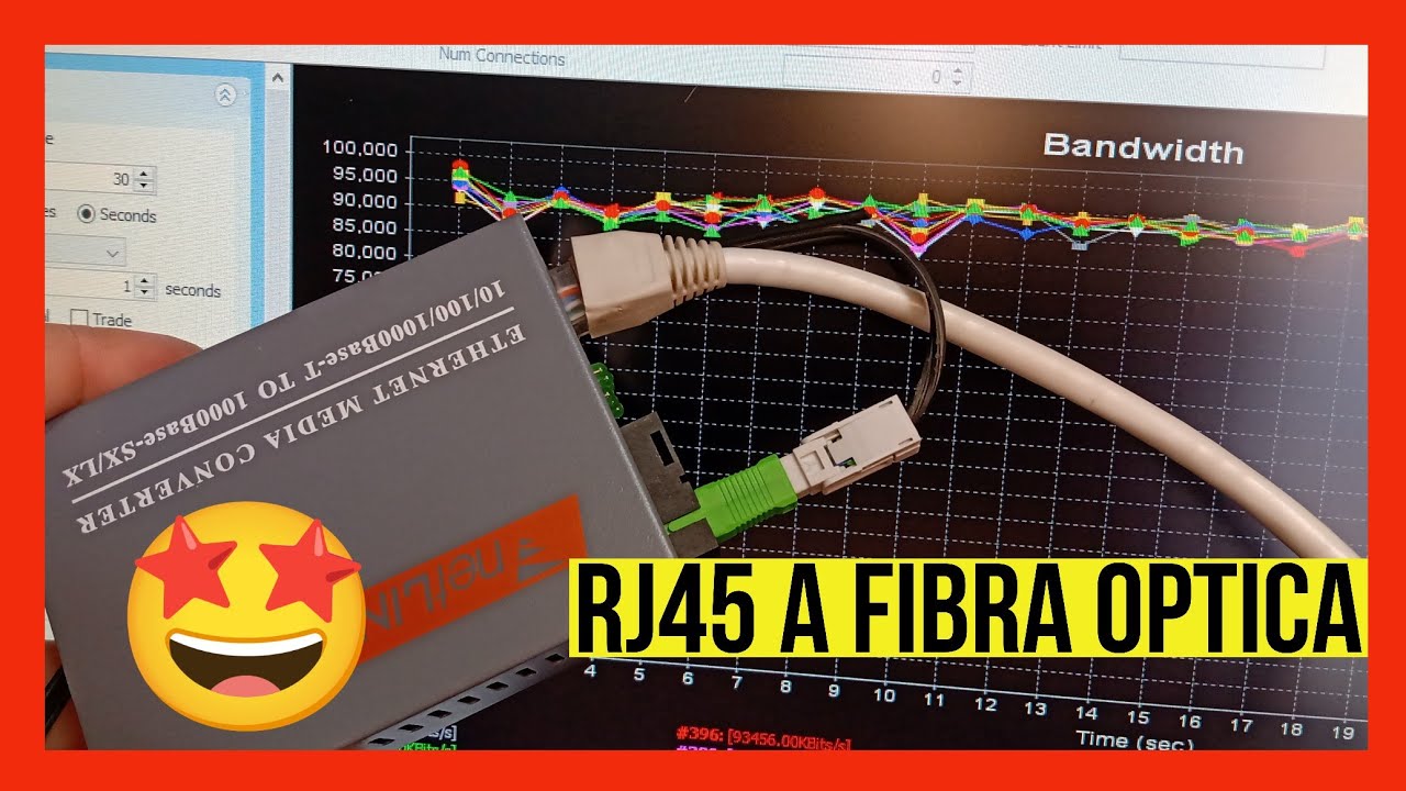 probando MEDIA CONVERTER fibra optica a ETHERNET RJ45 - Test con JPERF [1Gbps]