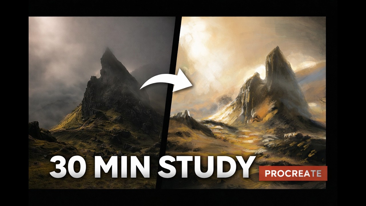 40-Minute Landscape Study in Procreate | How Professional Illustrators Practice
