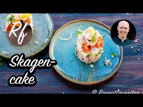 Skagen sandwich cakes or Skagenbakelser. Portion sized versions of traditional Swedish sandwich cake with layered bread with creamy filling of Skagenröra>