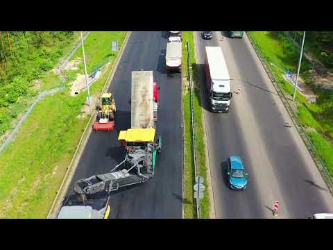 S1 Podwarpie - Dąbrowa Górnicza, układanie warstwy ścieralnej