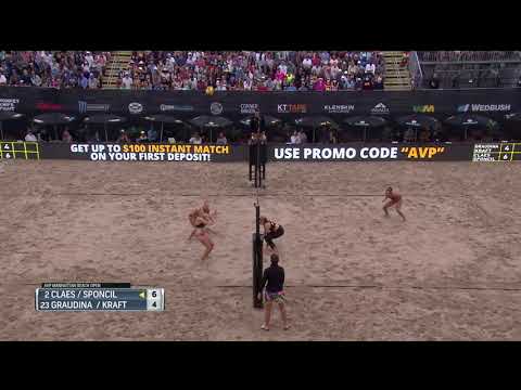 Graudina Saves The Play With Big Time Swing | AVP Gold Series Manhattan Beach Open