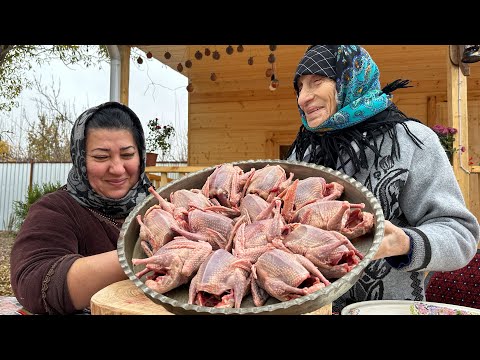 Fried Quails Kebab on The Grill in Azerbaijan Village