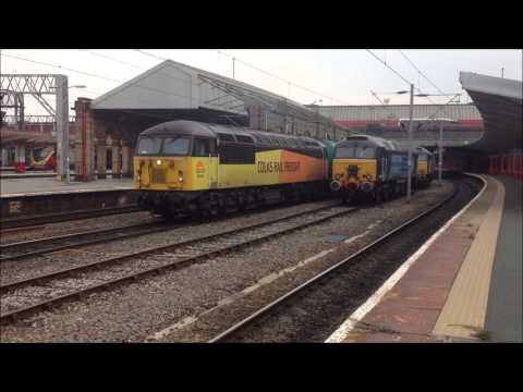 Colas 56105 on 6S96 Sinfin to Grangemouth at Crewe 1/10/2013