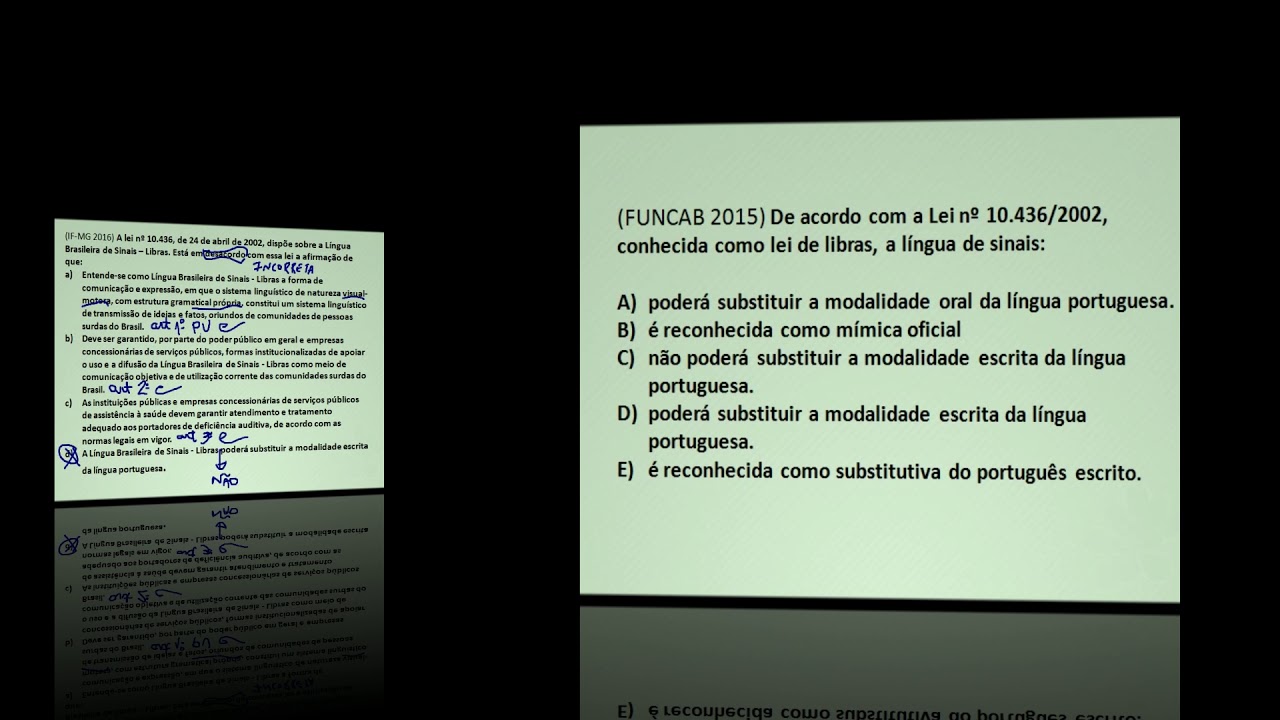 1 Legislação Questões de concurso LIBRAS Língua de Sinais